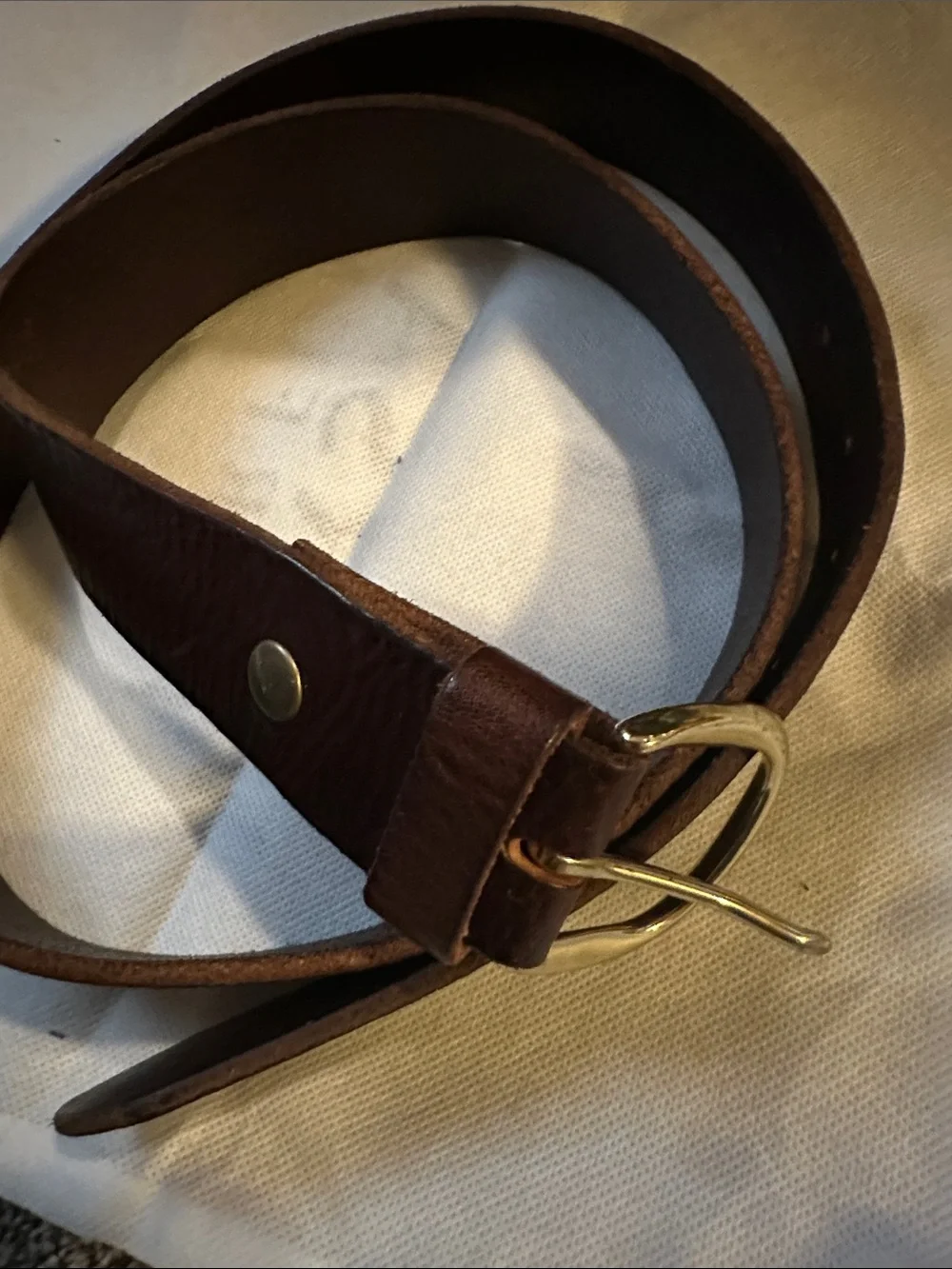 Classic Brown Leather Belt with Brass Buckle